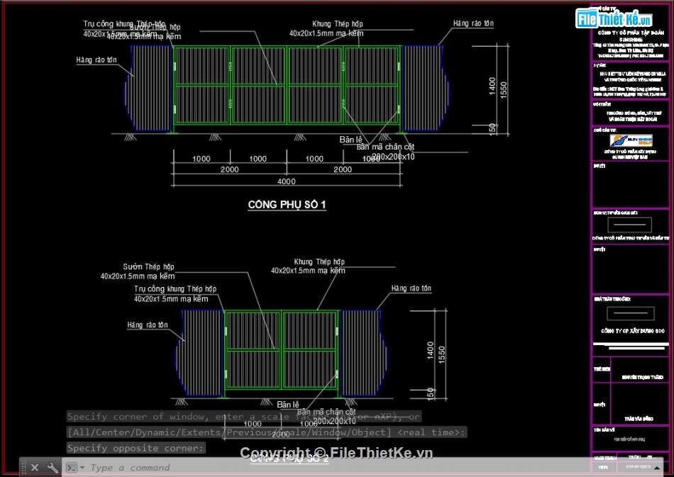 chi tiết cổng,Bản vẽ chi tiết cổng rào,File cad cổng,cổng rào