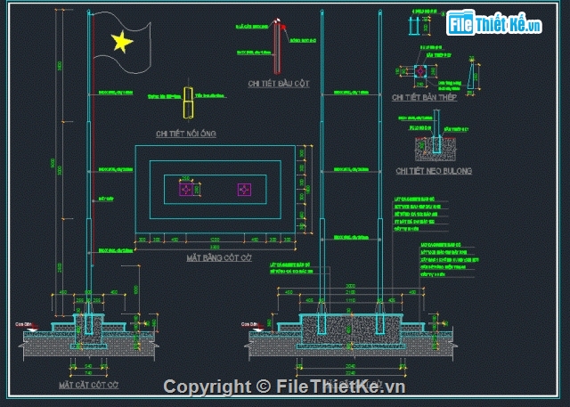 Bản vẽ,bản vẽ cột cờ,Bản vẽ autocad,cột cờ,thiết kế cột cờ