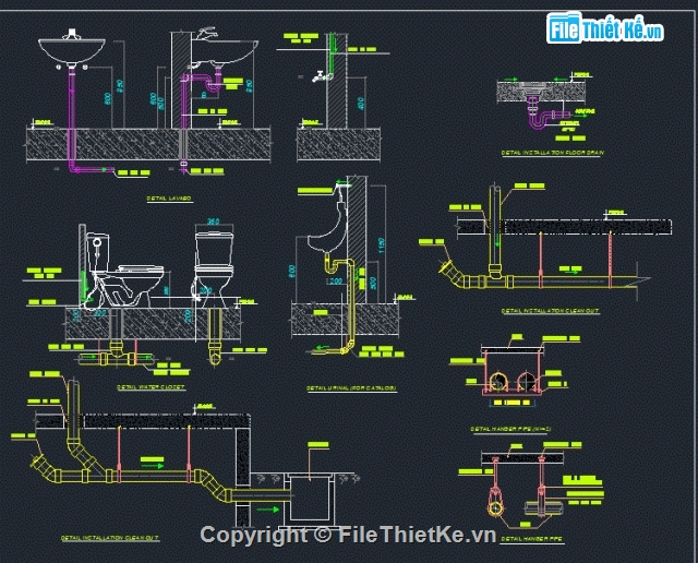 Bản vẽ cad chi tiết lắp đặt ống và thiết bị vệ sinh Bản Vẽ Cad Chi Tiết Lắp Đặt Ống Và Thiết Bị Vệ Sinh