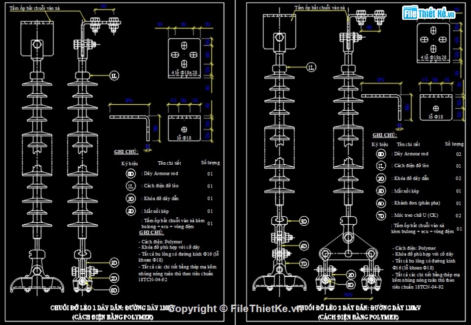 bản vẽ chuỗi cách điện 110,bản vẽ cad sứ cách điện 110,bản vẽ cad chuỗi cách điện