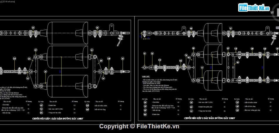 bản vẽ chuỗi cách điện 110,bản vẽ cad sứ cách điện 110,bản vẽ cad chuỗi cách điện