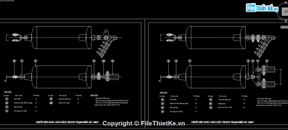 bản vẽ chuỗi cách điện 110,bản vẽ cad sứ cách điện 110,bản vẽ cad chuỗi cách điện
