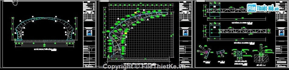 Bản vẽ cổng chào,kết cấu cổng chào,File cad cổng chào,Hồ sơ cổng chào,mái vòm thép ống,CAD cổng chào 25.5m