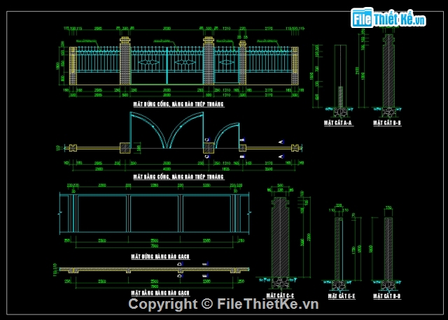 Bản vẽ cad Cổng hàng rào thép thoáng