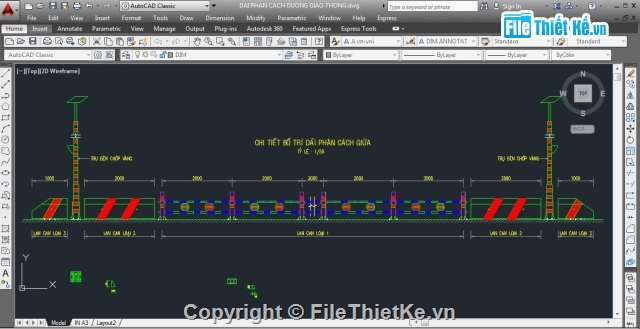 dải phân cách,dải phân cách làn đường,File cad dải phân cách,Dải phân cách đường