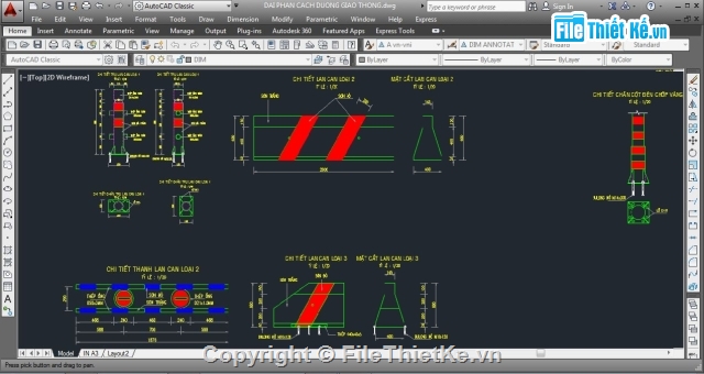 Bản vẽ cad dải phân cách thép đường giao thông Bản Vẽ Cad Dải Phân Cách Thép Đường Giao Thông