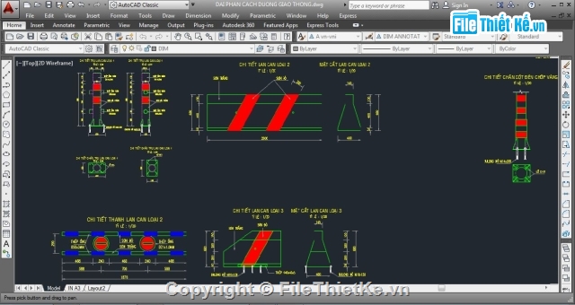 dải phân cách,dải phân cách làn đường,File cad dải phân cách,Dải phân cách đường