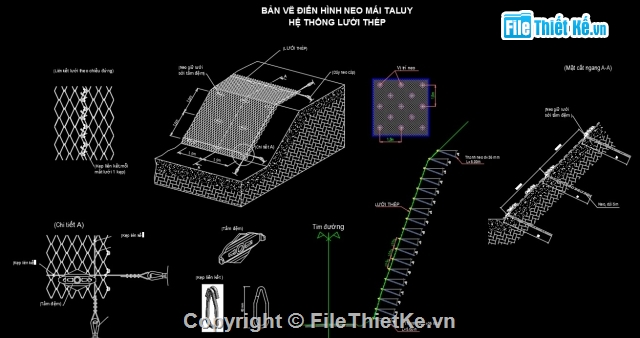 Ổn định mái dốc,Xử lý mái dốc taluy,đường miền núi,bản vẽ đường miền núi