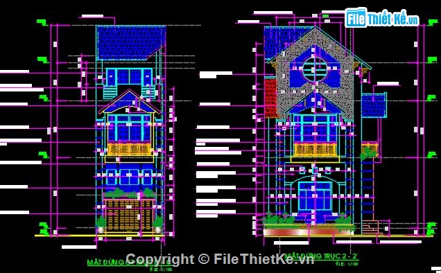 File cad biệt thự 3 tầng,biệt thự 3 tầng,Biệt thự 3 tầng 8.7x13.685m