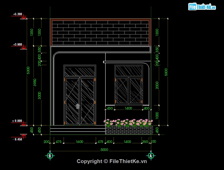 Bản vẽ full,1 tầng,nhà hiện đại