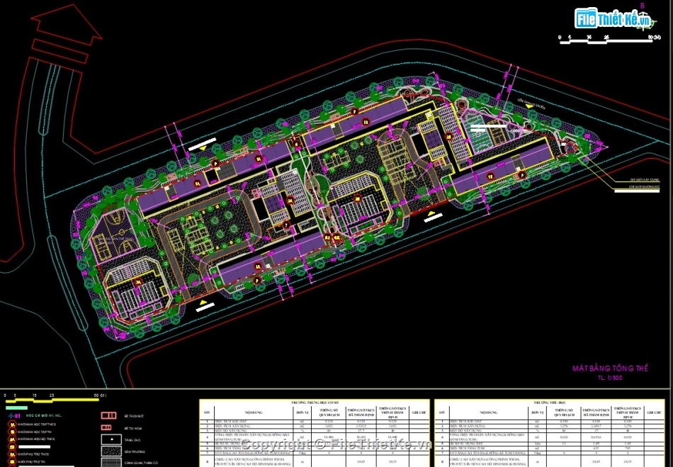 cad trường học,bản vẽ cad trường quốc tế,bản vẽ cad trường liên cấp