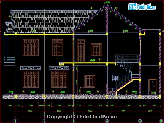 Bản vẽ nhà phố,kiến trúc nhà ở,nhà ở 8x12m,mẫu nhà 2 tầng