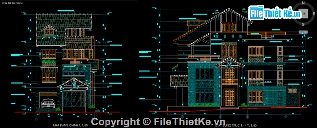 biệt thự 3 tầng,Nhà phố 3 tầng  9x19.4m,Nhà phố 3 tầng 8.76x14.8m,2 Mẫu Nhà biệt thự phố 3 tầng