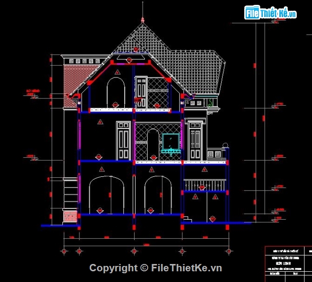 Biệt thự 17.7 x 12m,biệt thự 3 tầng,kiến trúc nhà 3 tầng mái thái