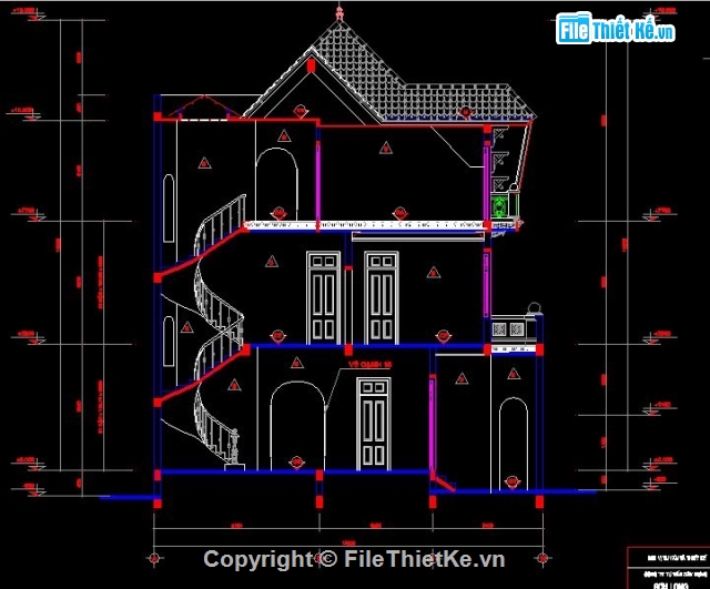 Biệt thự 17.7 x 12m,biệt thự 3 tầng,kiến trúc nhà 3 tầng mái thái