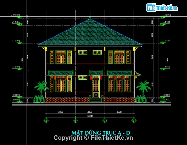 Biệt thự 2 tầng 12x12m,Biệt thự 12x12m,Biệt thự 2 tầng,Biệt thự,Kiến trúc Biệt thự 2 tầng