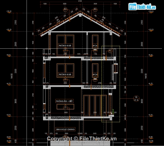 biệt thự 3 tầng,bản vẽ biệt thự 3 tầng,kiến trúc 3 tầng,biệt thự 3 tầng 11x23m,biệt thự 11x23m