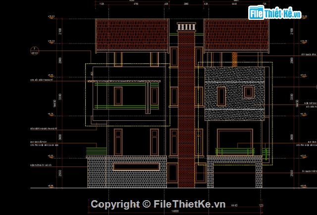 biệt thự 3 tầng,bản vẽ biệt thự 3 tầng,kiến trúc 3 tầng,biệt thự 3 tầng 11x23m,biệt thự 11x23m