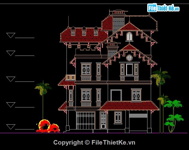 biệt thự 4 tầng,mẫu biệt thự đẹp,bản vẽ biệt thự,biệt thự kích thước 9 x 11m
