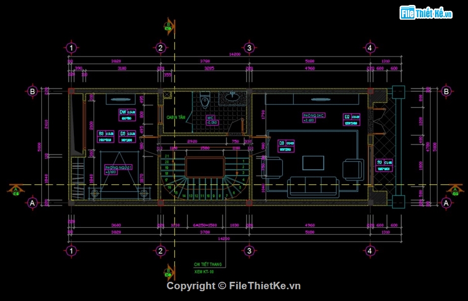 Bản vẽ kiến trúc nhà phố,thiết kế nhà phố 3 tầng,bản vẽ nhà phố 5x13,bản vẽ cad nhà phố 3 tầng