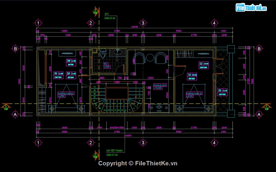Bản vẽ kiến trúc nhà phố,thiết kế nhà phố 3 tầng,bản vẽ nhà phố 5x13,bản vẽ cad nhà phố 3 tầng