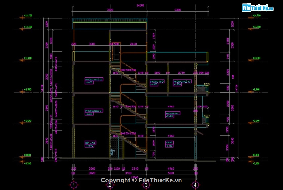 Bản vẽ kiến trúc nhà phố,thiết kế nhà phố 3 tầng,bản vẽ nhà phố 5x13,bản vẽ cad nhà phố 3 tầng