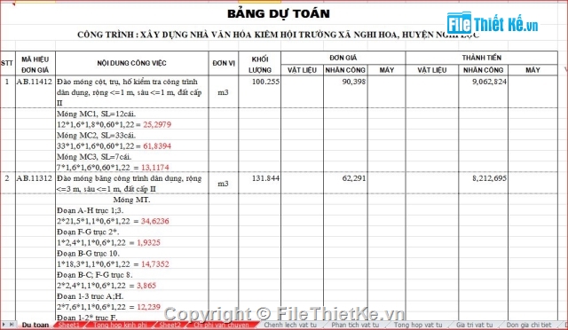 bản vẽ nhà văn hóa,kiến trúc nhà văn hóa,kết cấu nhà văn hóa,dự toán nhà văn hóa,Nhà Văn Hóa xã Nghi Hoa