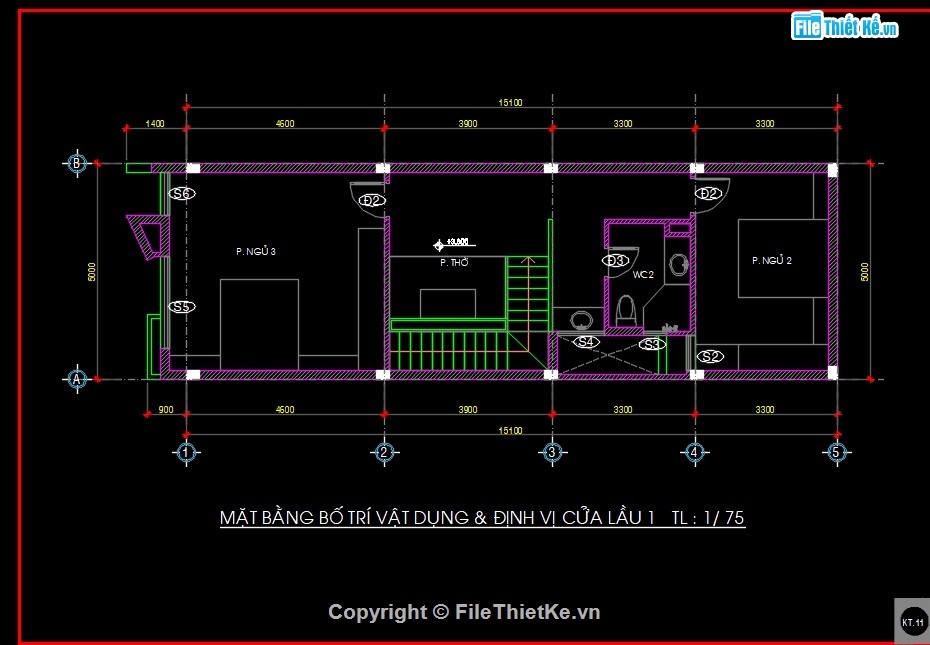 bản vẽ nhà phố 2 tầng,bản vẽ cad nhà phố 2 tầng,kiến trúc nhà phố 2 tầng,nhà phố 5x15m