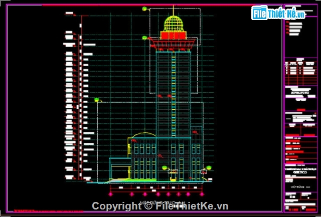 Kiến trúc Khách sạn Majestic,Bản vẽ nghiêng,bản vẽ cad khách sạn,Filethietke khách sạn,Khách sạn 17 tầng