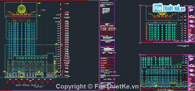 Kiến trúc Khách sạn Majestic,Bản vẽ nghiêng,bản vẽ cad khách sạn,Filethietke khách sạn,Khách sạn 17 tầng