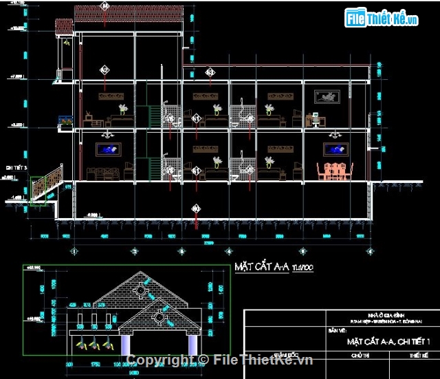 Bản Vẽ Cad Kiến Trúc Nhà 5X20M + Hầm