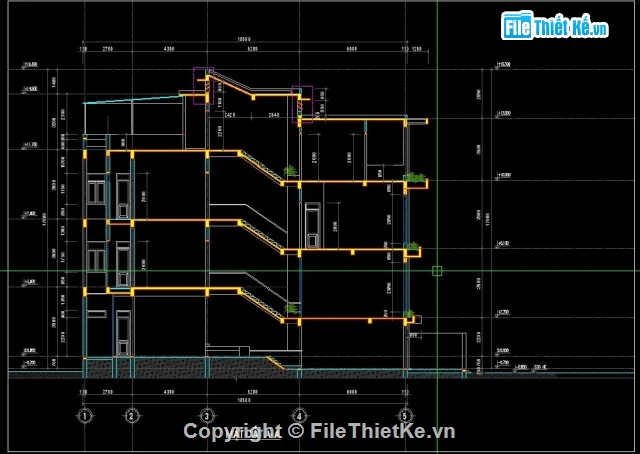 nhà ống lệch tầng,nhà 4 tầng thiết kế đẹp,nhà kích thước 5.6 x 20m