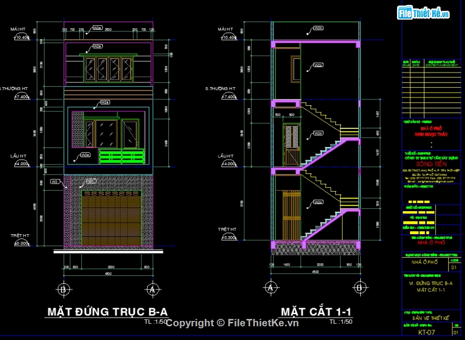 nhà phố 3 tầng,nhà phố 3 tầng 4.5x17.5m,Bản vẽ nhà phố,kiến trúc Nhà phố 3 tầng