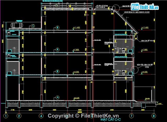 nhà phố cổ điển,nhà cổ điển mái ngói,nhà kích thước 6 x 24m,kiến trúc nhà phố