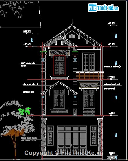 Bản vẽ nhà phố,kiến trúc 3 tầng,kiến trúc 2 tầng 1 tum,nhà phố 6x13m