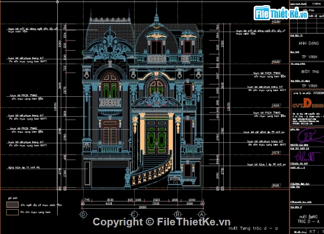 biệt thự 3 tầng,bản vẽ lâu đài,cad lâu đài,bản vẽ cad biệt thự,bản vẽ autocad biệt thự,biệt thự lâu đài