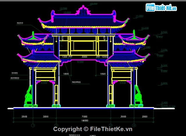 Bản vẽ cad Trung tâm,Bản vẽ full,bản vẽ cad,mái hiên cửa cổ điển Trung Quốc