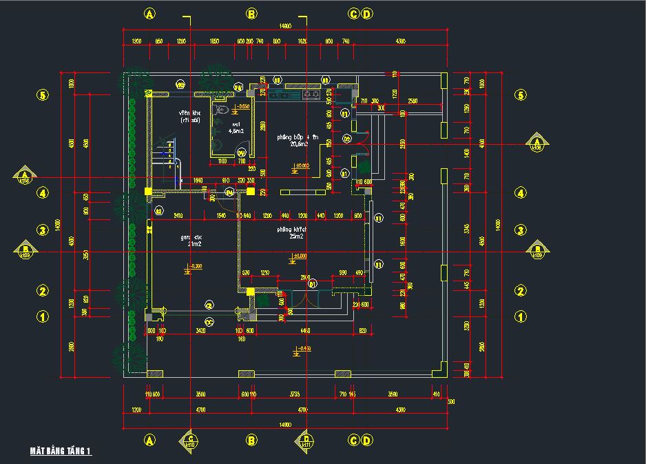 biệt thự 3 tầng,bản vẽ cad biệt thự 3 tầng,mẫu biệt thự 3 tầng,biệt thự 3 tầng 14x14.9m