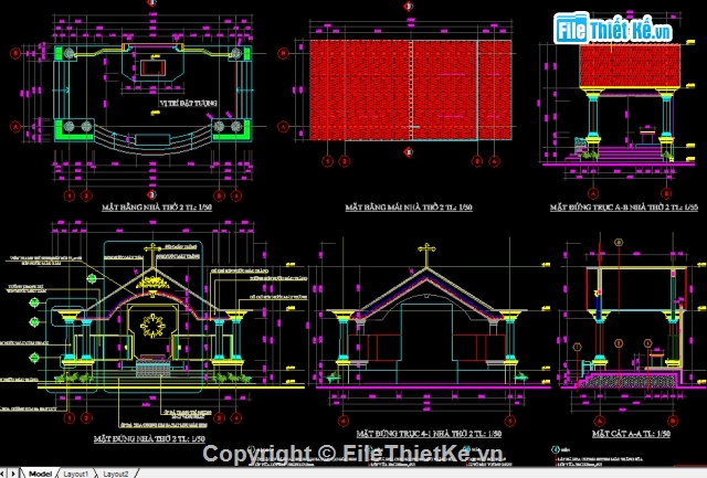 Bản vẽ,Bản vẽ autocad,Nhà thờ họ