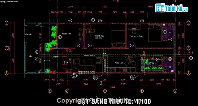 nhà cấp 4 mái thái,Nhà 1 tầng 5x15m,thiết kế nhà 5x15m,bản vẽ nhà cấp 4