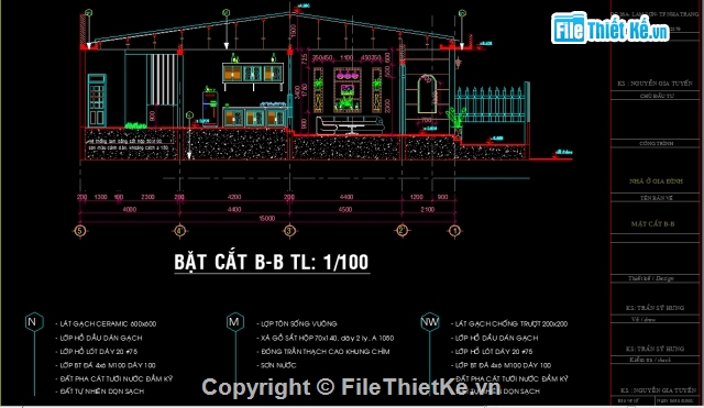 nhà cấp 4 mái thái,Nhà 1 tầng 5x15m,thiết kế nhà 5x15m,bản vẽ nhà cấp 4