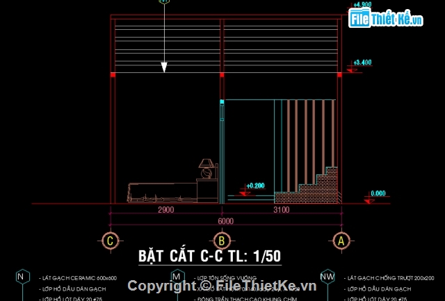 nhà cấp 4 mái thái,Nhà 1 tầng 5x15m,thiết kế nhà 5x15m,bản vẽ nhà cấp 4