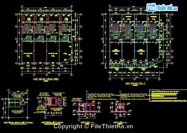 Bản vẽ kiến trúc Nhà,Nhà 4 căn 15.65x15.8m,thiết kế nhà 4 tầng,mẫu nhà 4 căn