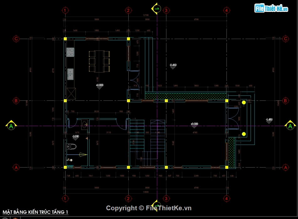 Kiến trúc nhà 2 tầng,Bản vẽ nhà chữ L 10.4x13m,nhà 2 tầng đẹp,bản vẽ nhà 2 tầng 10x13m