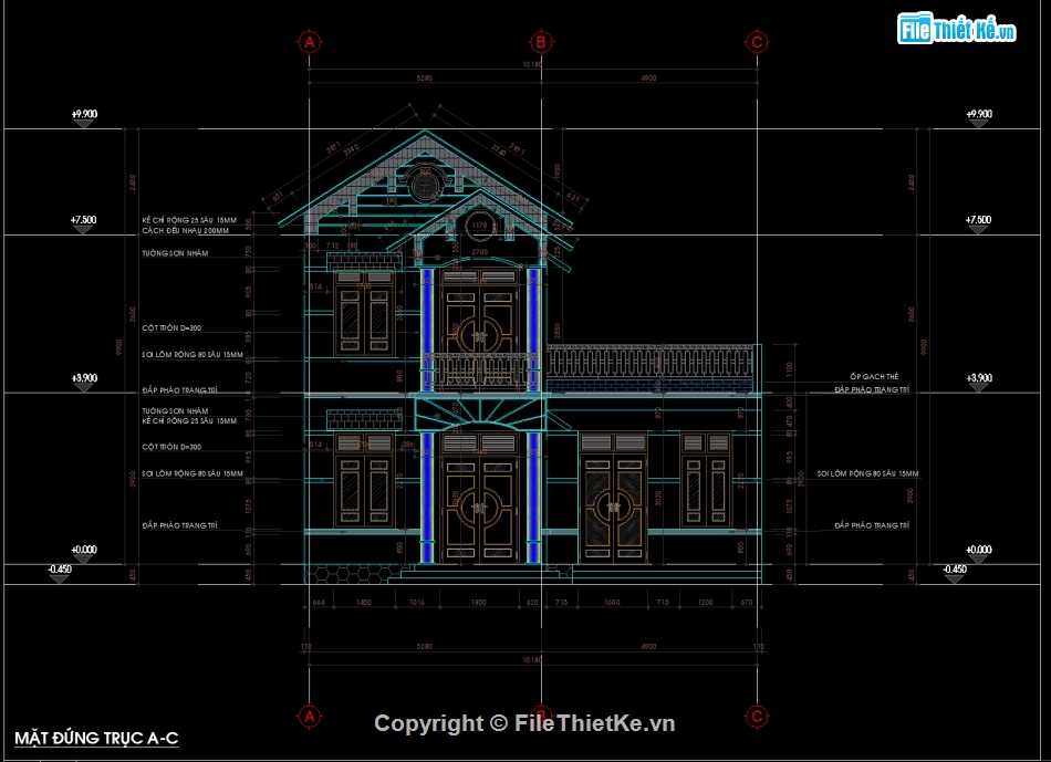 Kiến trúc nhà 2 tầng,Bản vẽ nhà chữ L 10.4x13m,nhà 2 tầng đẹp,bản vẽ nhà 2 tầng 10x13m