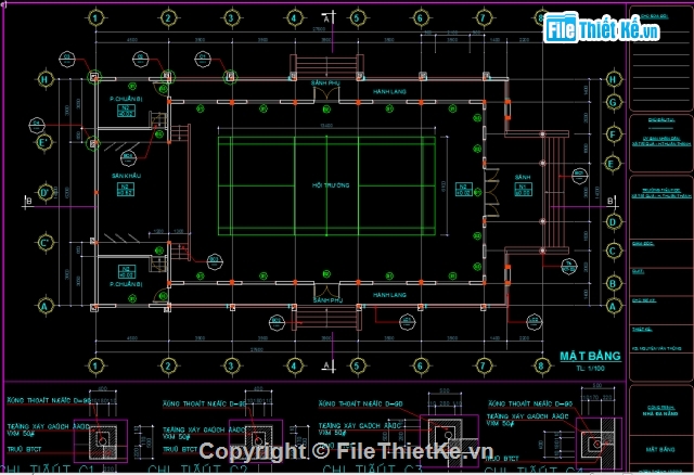 nhà đa năng 14x27.6m,nhà đa năng,nhà đa năng 1 tầng,Filethietke nhà đa năng