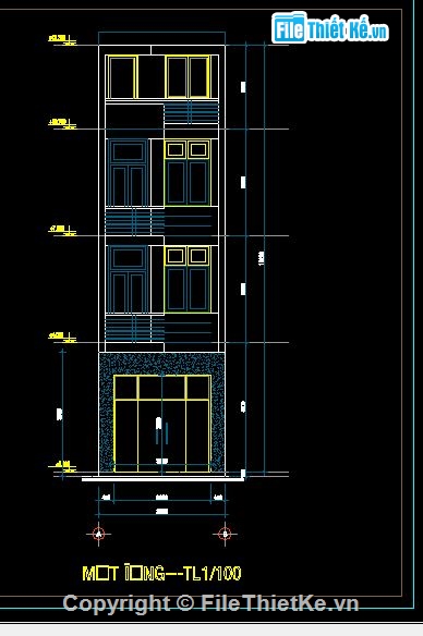 mẫu nhà 4 tầng,bản vẽ nhà 4 tầng,nhà kích thước 4 x 13m