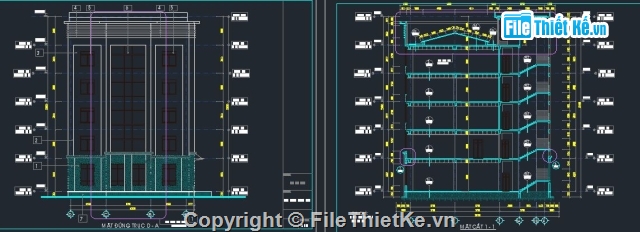 Bản vẽ kiến trúc Nhà,cad cầu thang,kiến trúc 6 tầng,Nhà làm việc 6 tầng