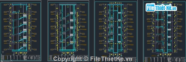 Bản vẽ kiến trúc Nhà,cad cầu thang,kiến trúc 6 tầng,Nhà làm việc 6 tầng