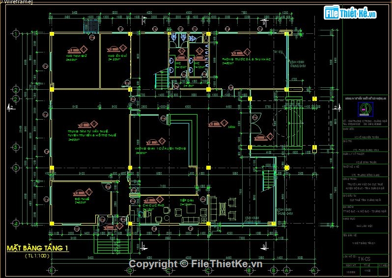 Bản vẽ cad Chi cục thuế,File cad chi cục thuế,bản vẽ chi cục thuế,Hồ sơ chi cục thuế 3 tầng